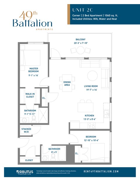 A floor plan for a 40th Battalion apartment unit.